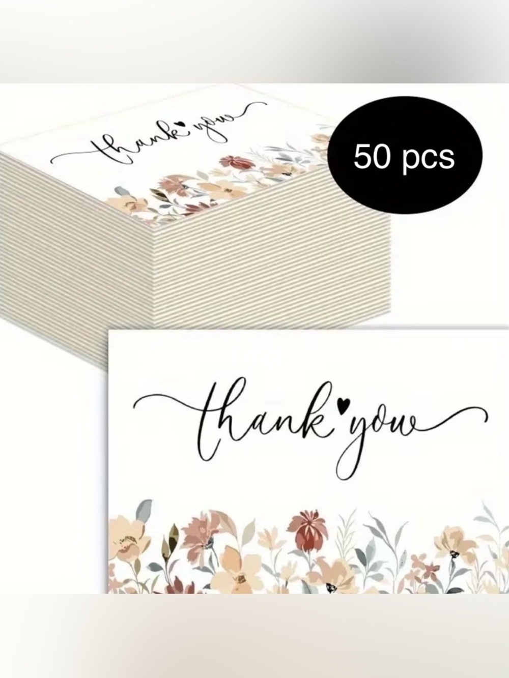 Floral Thank You Cards - Pack of 50 NWT